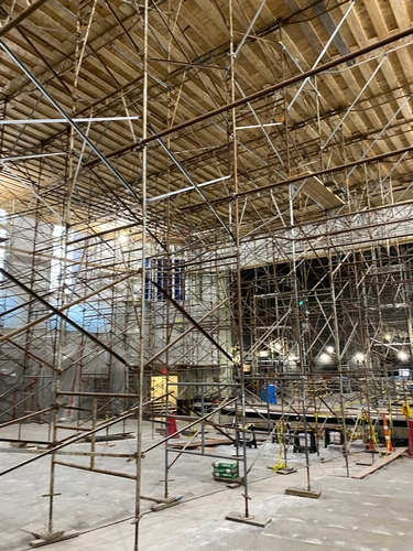 The scaffolding is over 40' high